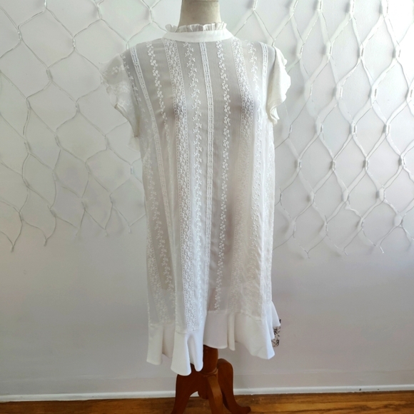 CeCe Ruffle Dress • White • Tagged Size Large - Picture 1 of 7